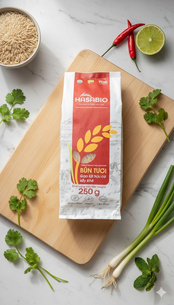 Bún Tươi Gạo Lứt Hữu Cơ Sấy Khô Túi 250 g