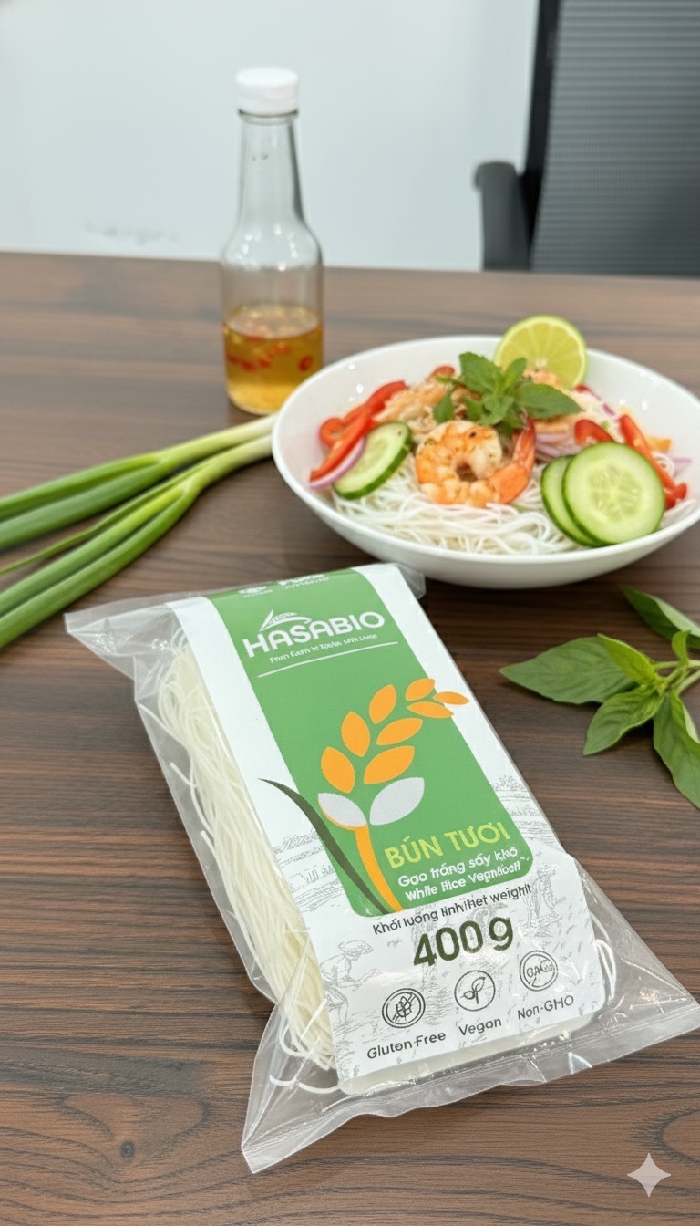 Bún Tươi Gạo Trắng Sấy Khô Túi 400 g